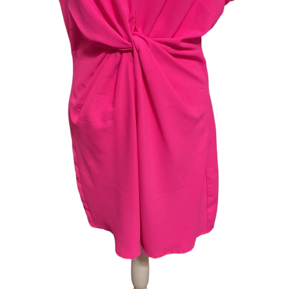 LOVE RICHE hot pink front knot tie cocktail dress size med - Picture 4 of 10